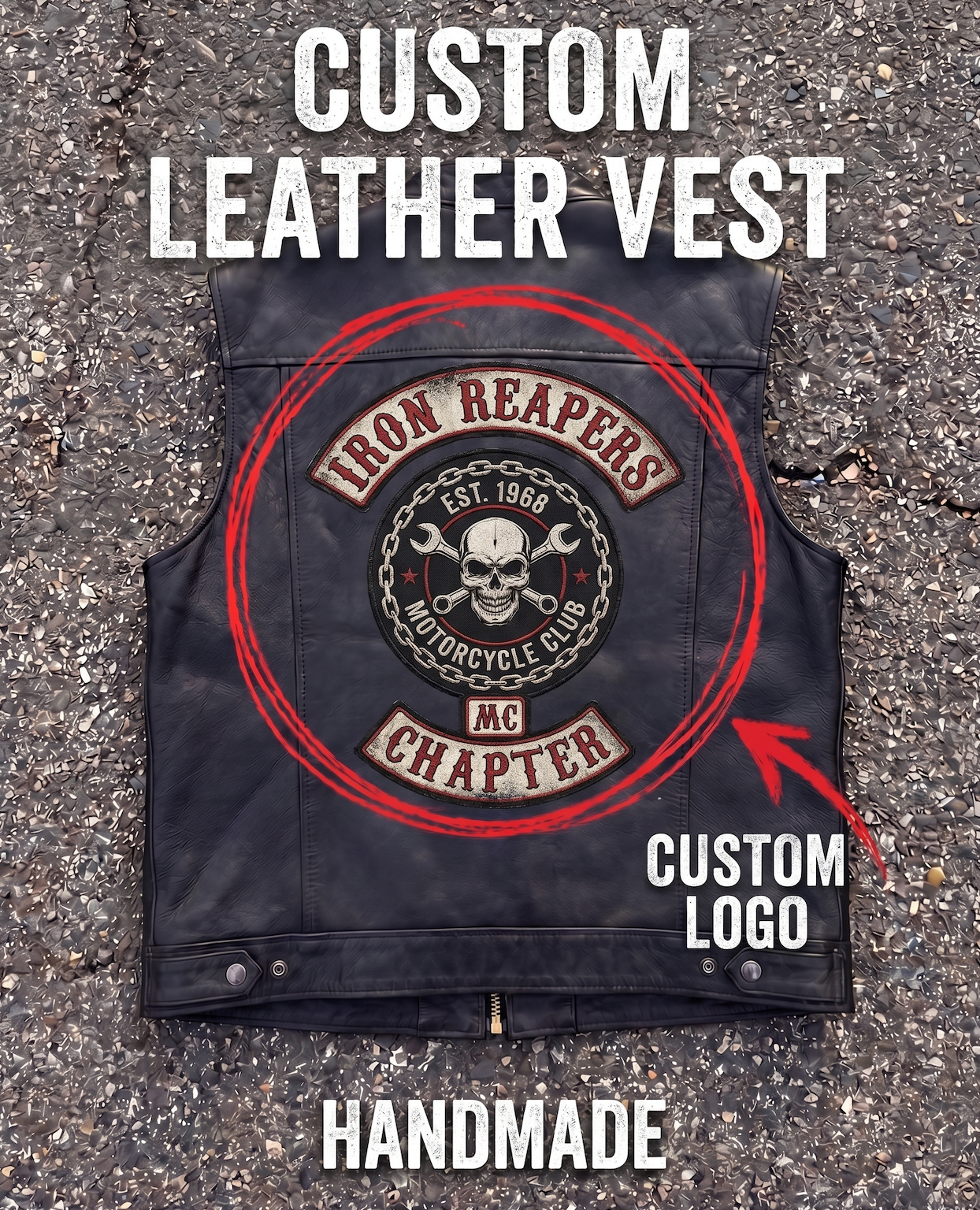 CUSTOM Handmade Leather Biker Vest