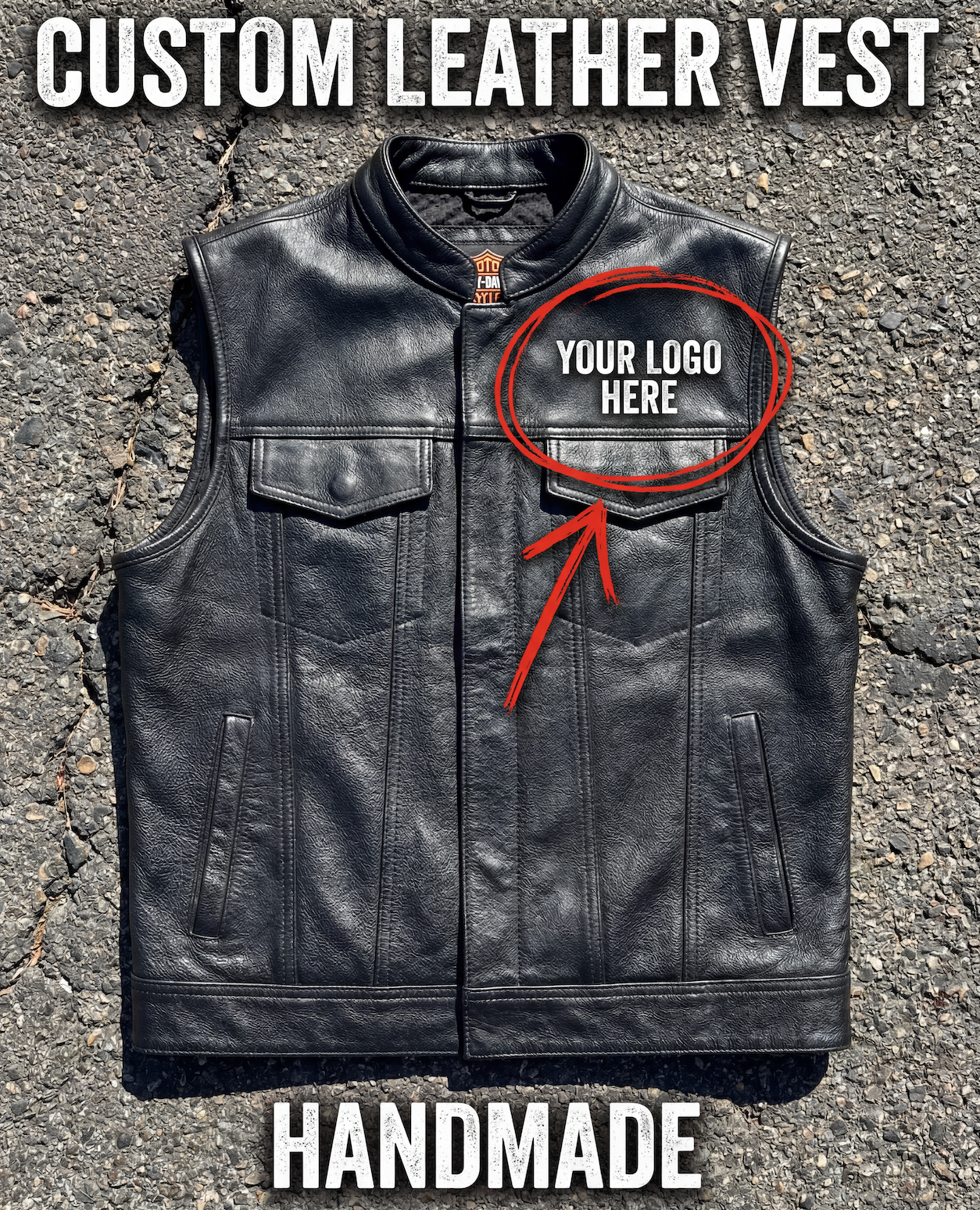 CUSTOM Handmade Leather Biker Vest