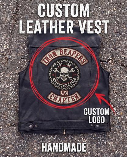 CUSTOM Handmade Leather Biker Vest