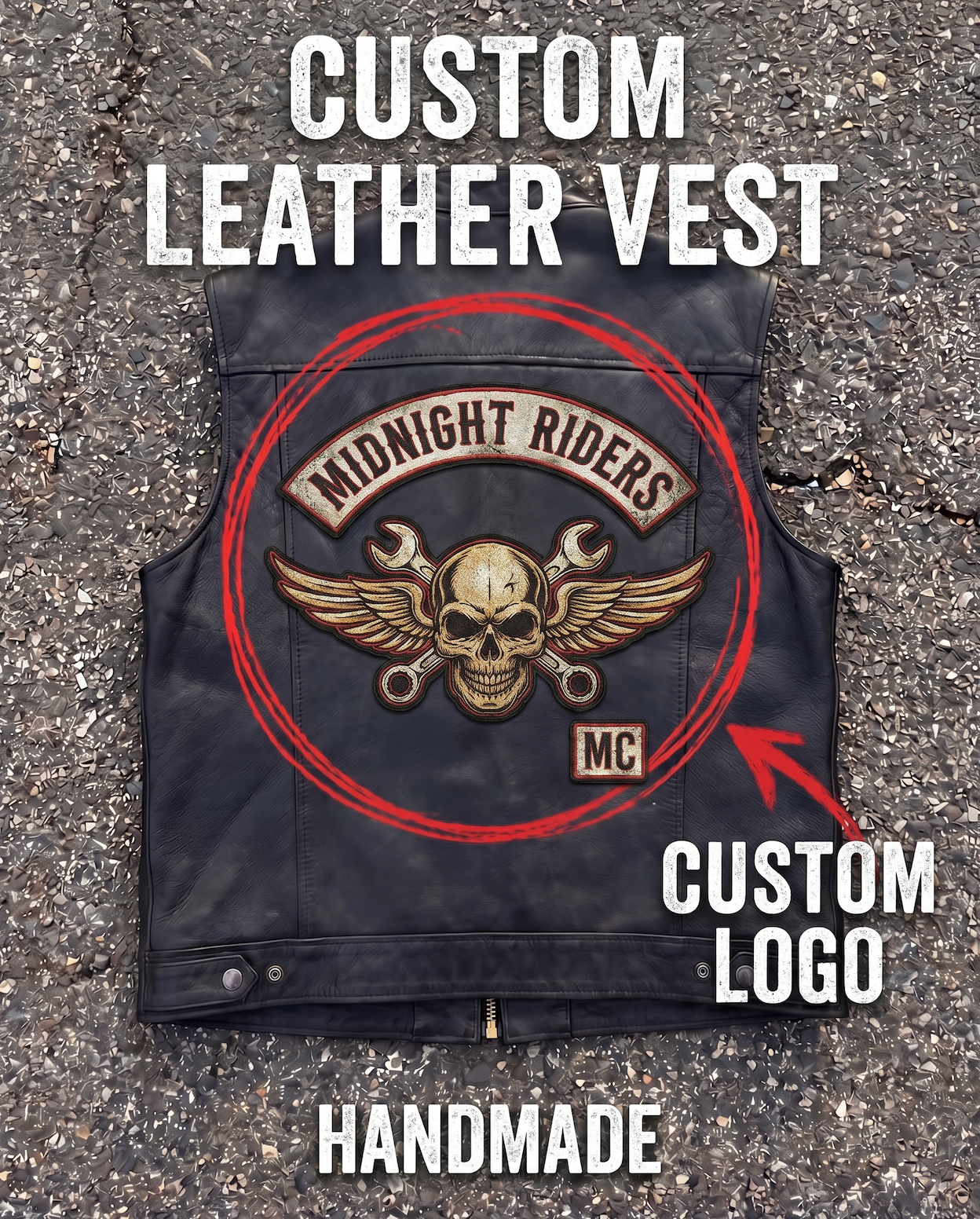 CUSTOM Handmade Leather Biker Vest