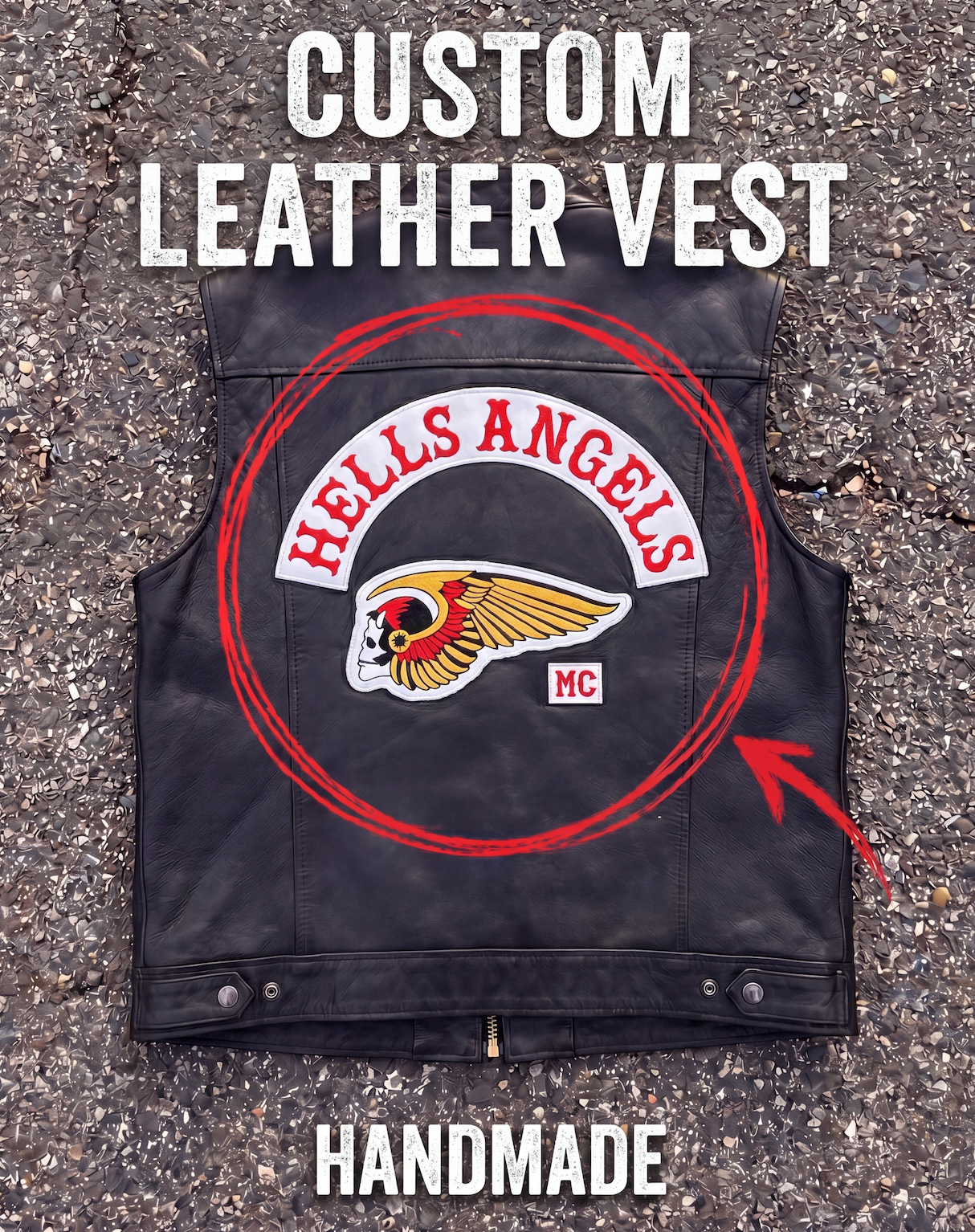 CUSTOM Handmade Leather Biker Vest